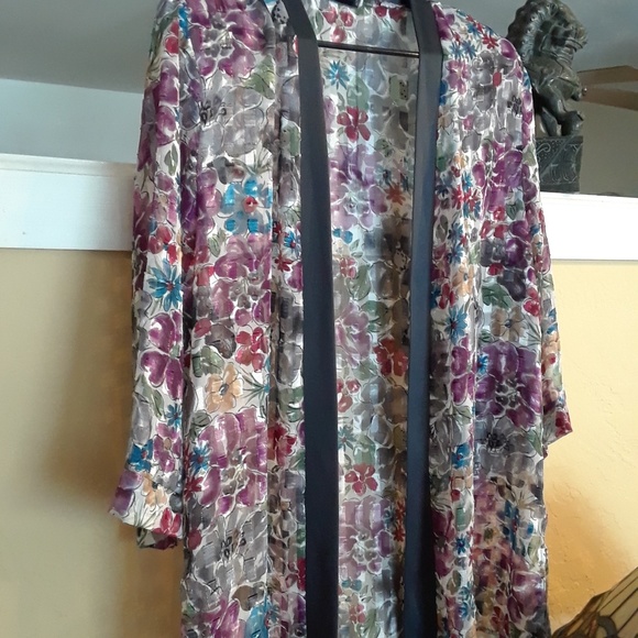 Tops - Floral Sheer Shaw, Cloak, Coverup Tops - Floral Sheer Shaw, Cloak, Coverup